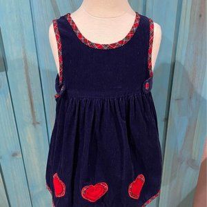 Rare Editions Girl’s Vintage Blue/Red Corduroy Dress - 3T